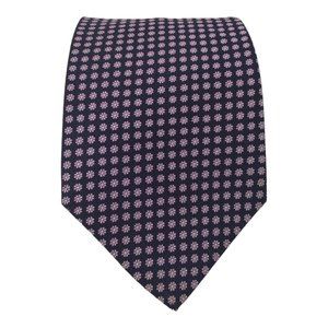 Brooks Brothers Navy Tie with Pink Floral Pattern